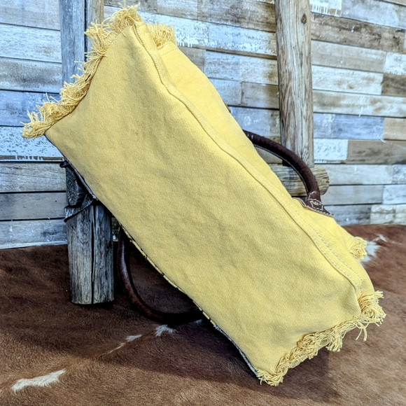 Myra Supine Canvas & Leather With Concho & Studs Handbag - Picture 9 of 16